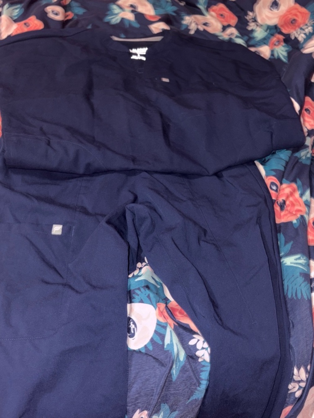 Fabletics navy blue scrub set
